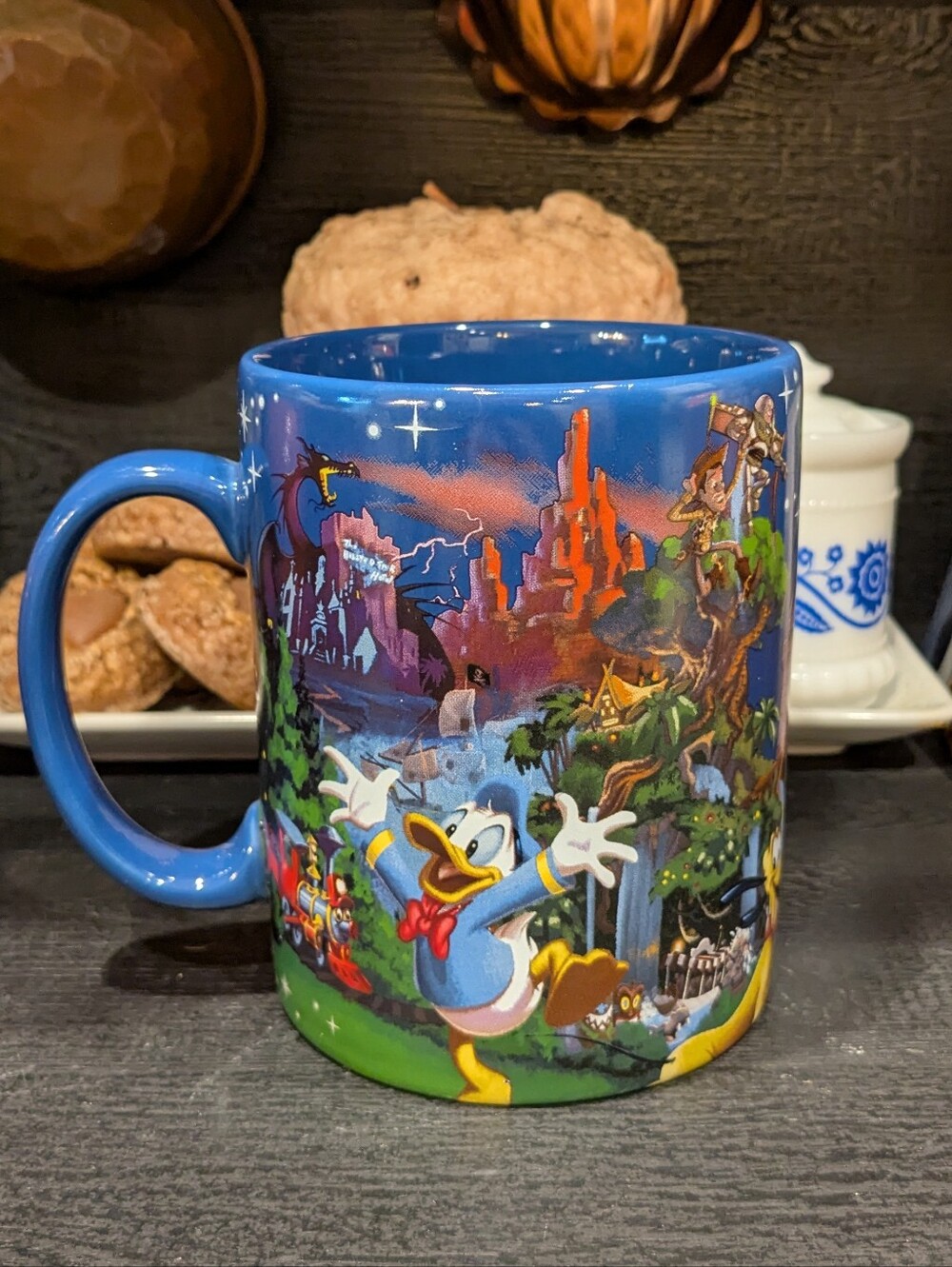 Walt Disney World Jumbo Mug Blue Mickey Minnie Park Icons  22oz - Picture 3 of 7